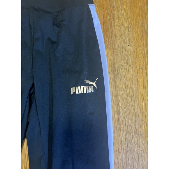 Puma Girls Large (10/12) Black Color Stripe Side Stretch Athletic Running Pants - Picture 5 of 8